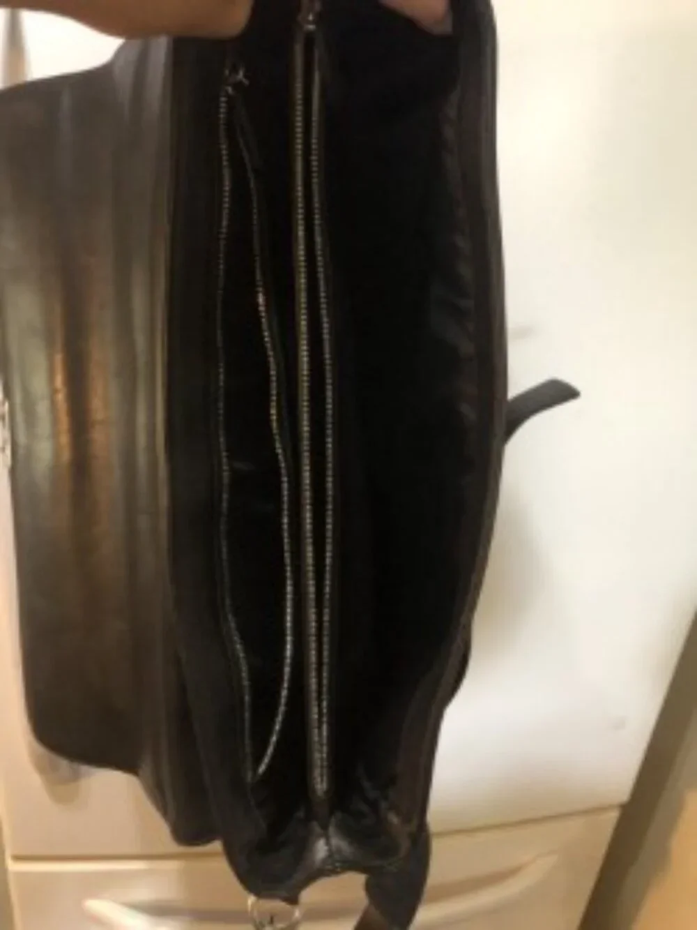 Black leather Coach computer bag